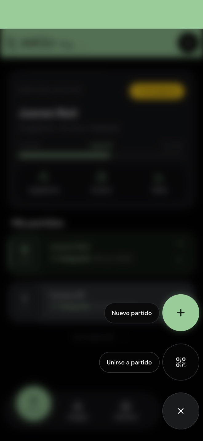 Menú de Zetio Play con las opciones Nuevo partido y Unirse a partido